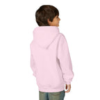Back on model · Light Pink · Youth Heavy Blend Hooded Sweatshirt