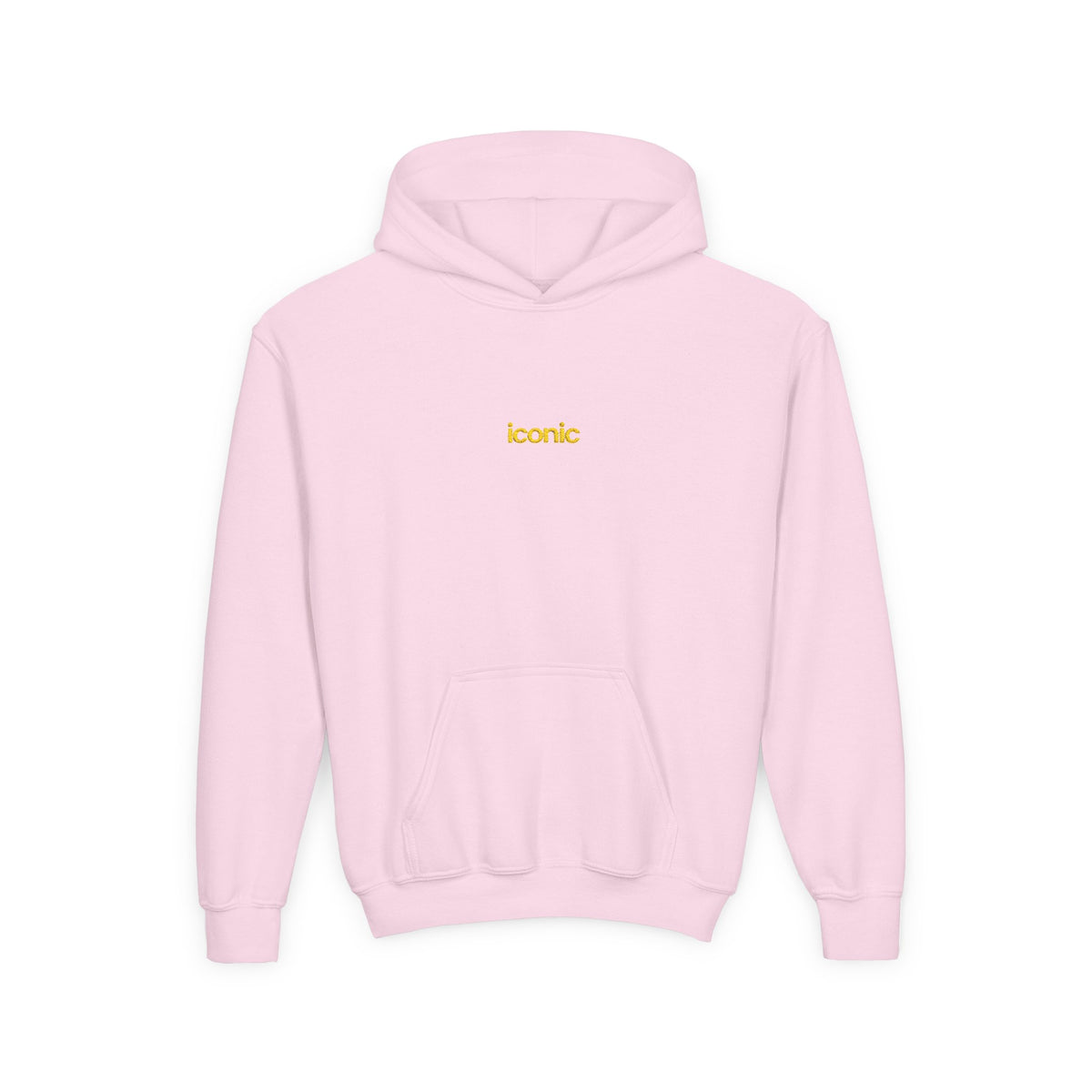 Front · Light Pink · Youth Heavy Blend Hooded Sweatshirt