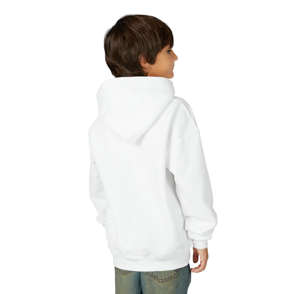 Back on model · White · Youth Heavy Blend Hooded Sweatshirt