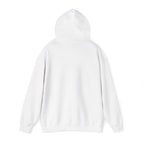 Back with hood up · White · I AM ICONIC Pink & Gold Right-Chest Hoodie