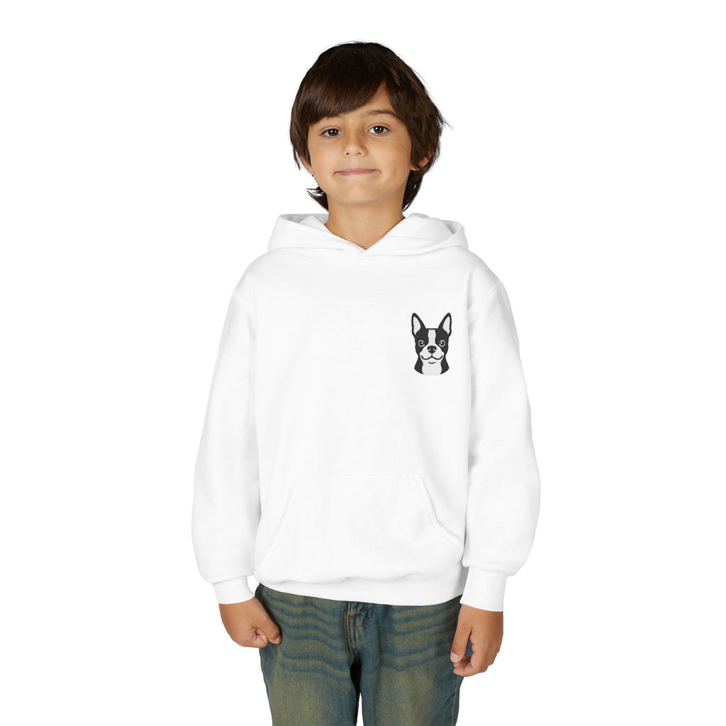 Front on model · White · Youth Heavy Blend Hooded Sweatshirt