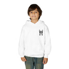 Front on model · White · Youth Heavy Blend Hooded Sweatshirt