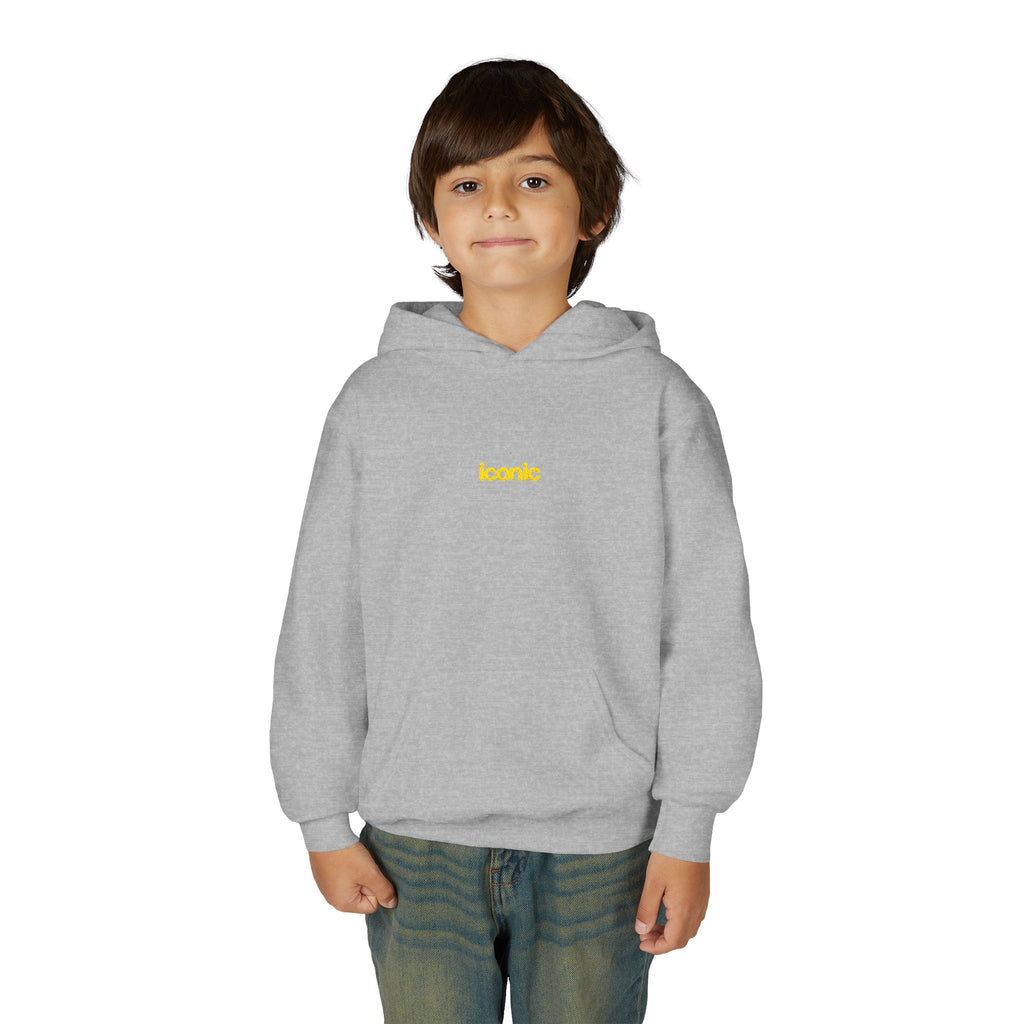 Front on model · Sport Grey · Youth Heavy Blend Hooded Sweatshirt