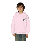 Front on model · Light Pink · Youth Heavy Blend Hooded Sweatshirt